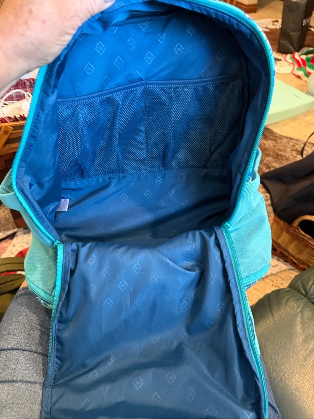 Vera Bradley Turquoise Floral & Peacock Print Backpack